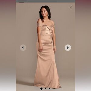 Size 10 Bridesmaids dress from David’s Bridal Sand color.  Neutral pink color.